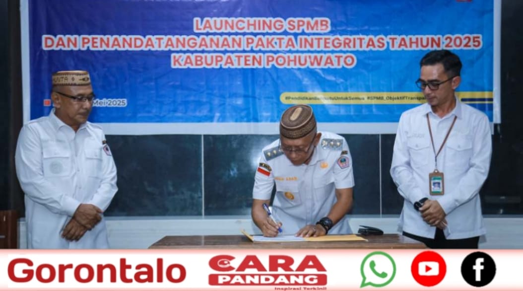 28 Wakil Bupati Pohuwato, Iwan S. Adam melakukan Launching Sistem Penerimaan Murid Baru (SPMB) jenjang TK, SD, SMP di Kabupaten Pohuwato tahun 2025 yang berlangsung di Aula Dinas PU Pohuwato, Rabu, (07/05/2025).