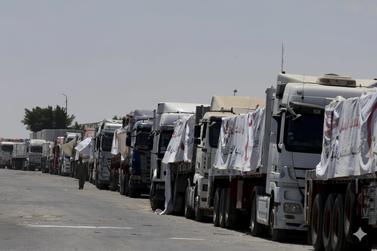 28 Truk bantuan ke jalur Gaza yang tertahan