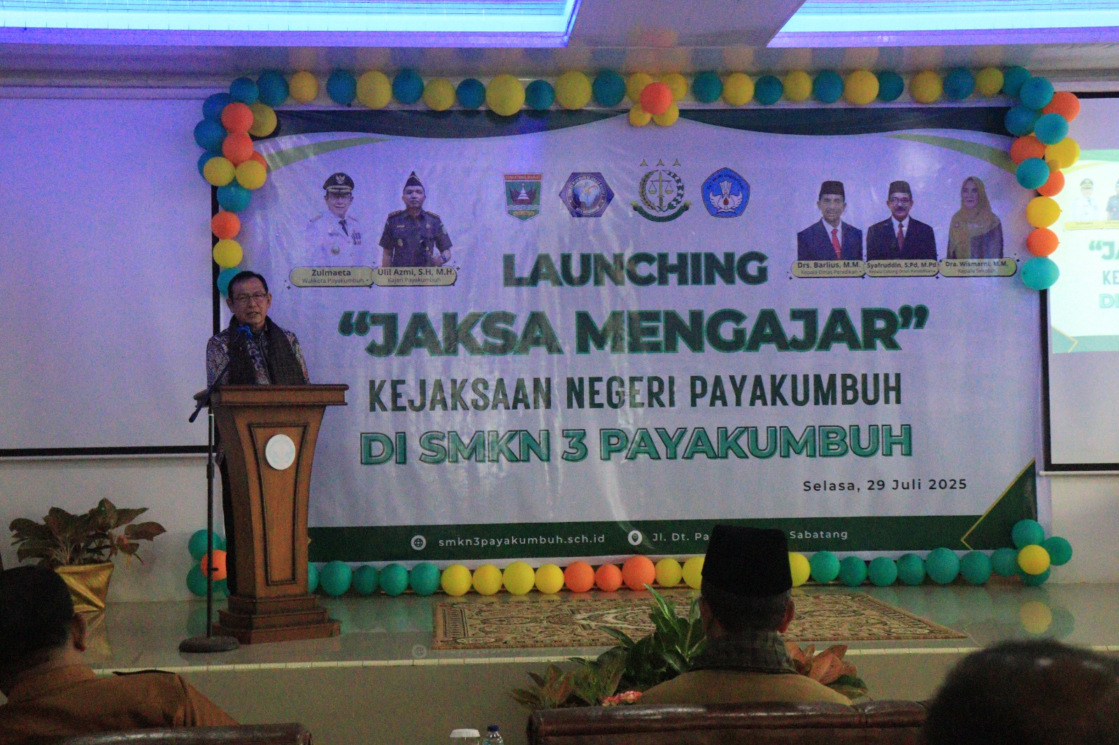 28 Wali Kota Payakumbuh Dukung Peluncuran “Jaksa Masuk Sekolah” di SMKN 3: Edukasi Hukum Sejak Dini untuk Generasi Cerdas dan Berintegritas